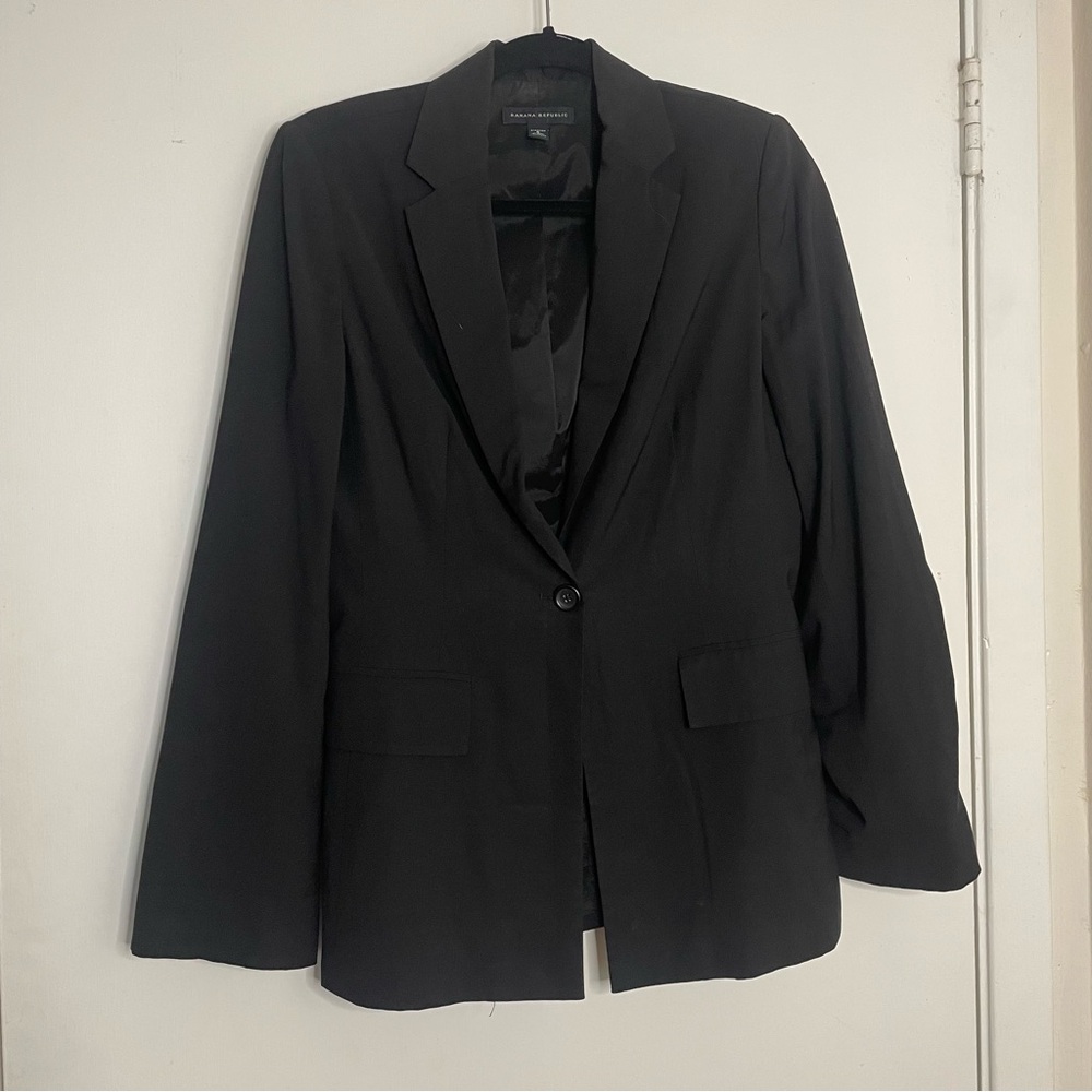 Banana Republic Women's stretch classic button front Blazer jacket wool blend 6